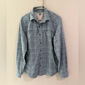 REI Blue Plaid Long Sleeve Vented Hiking Shirt Men’s Small